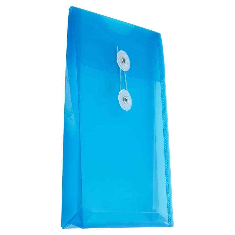 JAM PAPER Plastic Envelopes with Button & String Tie Closure - 6 1/4 x 9 1/4 - Blue - 12/Pack - Image 4